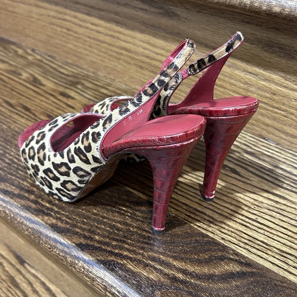 Donald J Pliner Couture 8 Canna Leopard Calf Hair Red Croc Leather 4